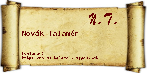 Novák Talamér névjegykártya